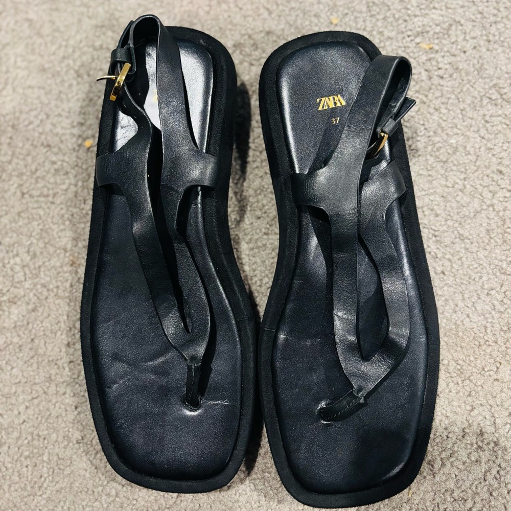 Zara Black Strappy Sandals